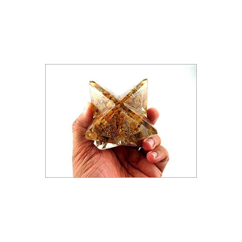 Jet International Yellow Jade Orgone Merkaba 4" Free Booklet Crystal