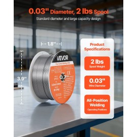 D0100XF9I5Y 0.03-inch 2 LBS Flux Core MIG Welding Wire Gasless Mild Steel Low Spatter All Position Arc Weld High Performance 1Quantity: 1 Roll, Wire Diameter: 0.03 inch