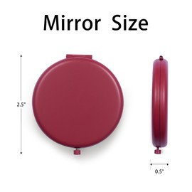 Compact Mirror for Purse, Metal Round Shell, Double-Sided 1X/2X Magnifying, Portable Travel Makeup Mirror, Mini Pocket Mirror, Fire Brick, 1 Pack