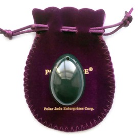 Nephrite Jade Egg, Medium, Drilled with Instructions, for All Levels of Users for Yoni Massage, PC Muscles Training, or as Beautiful Art to Display or Decoration, Polar Jade