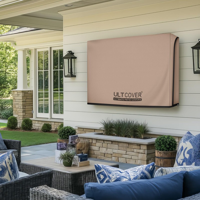 ULTCOVER Waterproof Outdoor TV Cover with Clear Front Flap for