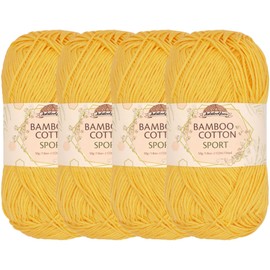 JubileeYarn Bamboo Cotton Sport 4 Ply Yarn - 50g/Skein - Daisy Yellow - 4 Skeins