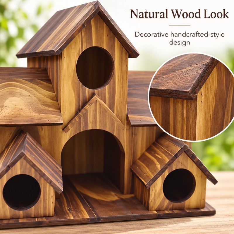 Wooden Bird House for Garden & Backyard – Multi-Room Outdoor