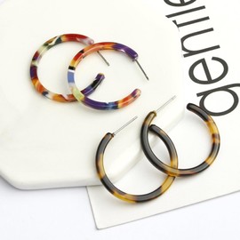 Stocking Stuffers Holiday Outfits for Women 2024 Clear Hoop Earrings for Women Trendy C Shaped Earrings Thick Hoop Earrings Resin Earrings Clear Statement Earrings Geometric Earrings Vintage Jewelry Gifts