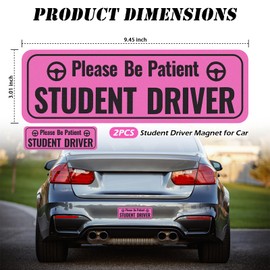 2PCS Student Driver Magnet for Car with Reflectivity,Reusable Student Driver Sticker Magnet for Car Used to Alert Other Drivers,Water-Resistant Students Drivers Sticker for Cars Magnets