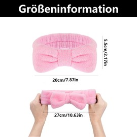 Women's Cosmetic Hairband, Bowknot Headband for Beauty Skin Care Yoga Sports (Pink)