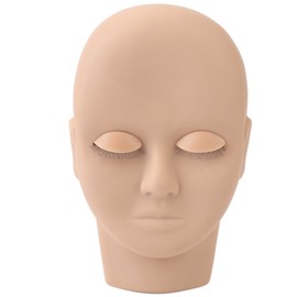 Lash Mannequin Head Reusable Soft Touch Rubber Replaced Eyelids Mannequin Head for Lash Extension Practice Light Brown