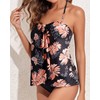 Tempt Me Floral Black Two Piece Tankini Bathing Suits for