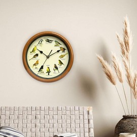 ＫＬＫＣＭＳ Singing Bird Wall Clock Decorative Wall Clock 10 inch Round Creative Modern, Wall Hanging Clock Decor for Office Living Room