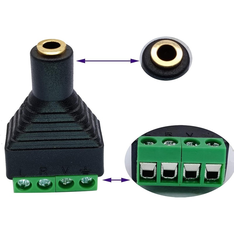 Comforty Screw Terminals Gold-Plated 4 Pieces 3.5 mm Adapter Terminal