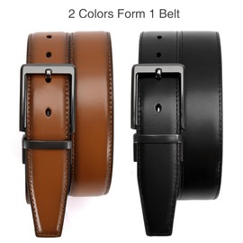 CHAOREN Reversible Mens Belts Leather, 1 3/8" Dress Leather Belts for Men, Two Styles in One Belt
