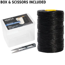 9-Ply Black String Waxed Twine, 660 Feet per Roll Heavy Duty Twine String, Black Cable Tie Down Wax Lacing Cord for Indoor or Outdoor Use,Thick Black Twine Wax String with 160 LBS Tensile Strength (1)