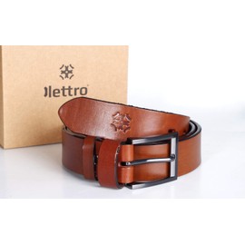 Lettro Cinturones de piel auténtica para hombre, piel curtida vegetal, fabricado en Europa, Marrón, Length: 39 inch - 100 cm | Width: 1.57 inch - 4 cm
