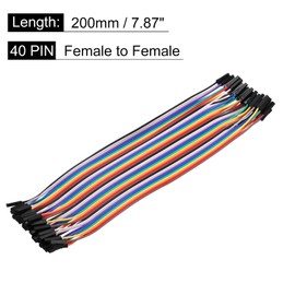 MECCANIXITY Female to Female 40Pin Breadboard Jumper Wire 2.54mm Pitch Ribbon Cable 20cm Long Electronics Breadboard Ribbon Cables for Breadboard Electronic Projects Pack of 1