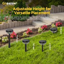 Ensenior 6-Pack Solar Lights Outdoor, Auto ON/Off 6500K LED Solar Garden Lights for Pathway, Yard, Patio, Walkway, Flower Bed, Waterproof, Energy-Efficient Landscape Lighting, Adjustable Height