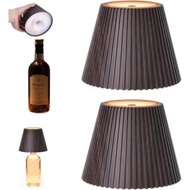 WILIT 2 Pack Wine Wirelss Bottle Lamp, 3-Level Brightness Cordless Table Lamp Shades, Rechargeable Battery Operated for Bedroom, Living Room, Kitchen Counter, Women Gifts for Her