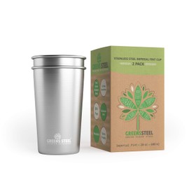 Premium Stainless Steel Cups 20oz (2 Pack) and 16oz (4Pack) Bundle - Durable Stackable BPA Free Metal Cups by Green Steel