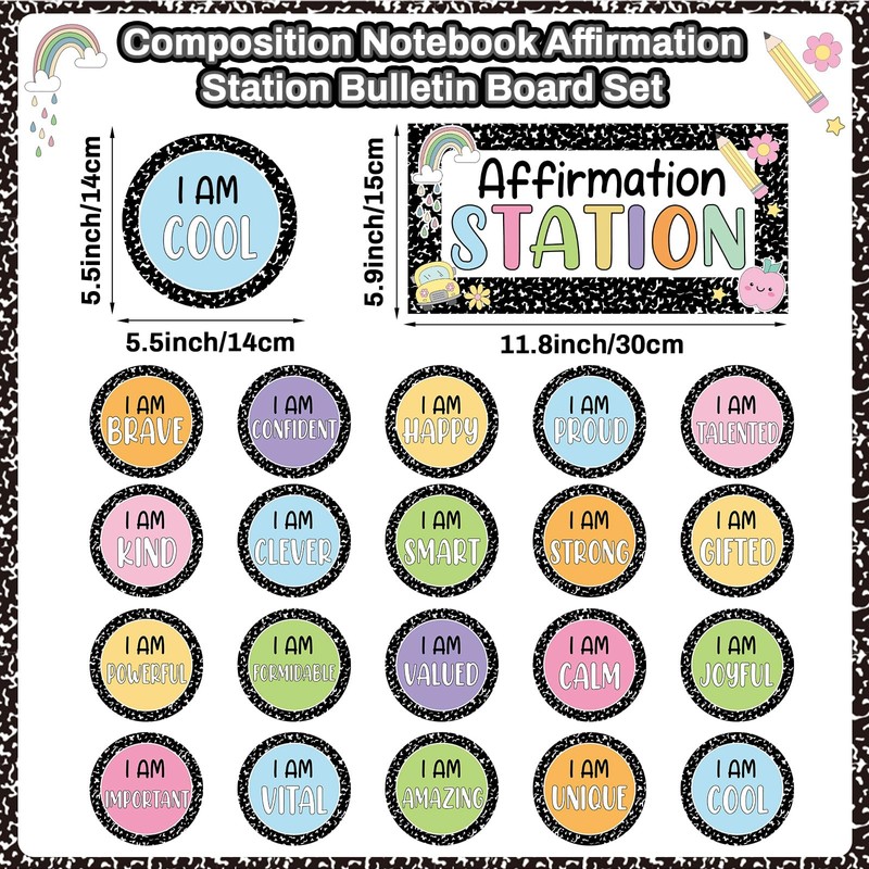Composition Notebook Affirmation Station Bulletin Board Set Positive Bulletin Board
