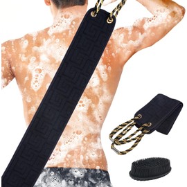 2 en 1 exfoliante de espalda y depurador corporal de silicona para ducha para hombres, depurador de espalda de doble cara con asas, cepillo de esponja para ducha corporal para limpiar profundamente tu