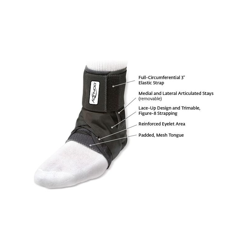 DonJoy Stabilizing Pro Ankle Support Brace, Black, Medium
