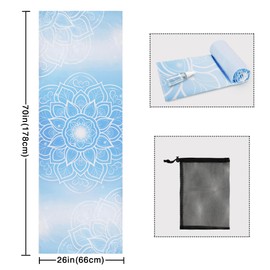 Microfiber Yoga Mat Towel with Corner Pockets - Non Slip, Moisture Wicking, Absorbent, Mandala Pattern, Easy for Travel, Use in Hot Yoga, Bikram, Pilates and Fitness