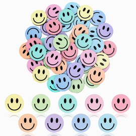 JarThenaAMCS JarThenaAMCS 45Pcs Smile Extra Tokens for Reward Jar Colorful Happy Face Wooden Cutouts with Linen Pocket 9 Candy Colors Wooden Tokens for Valentine's Day Student Teacher Home Classroom