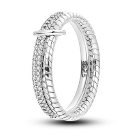 Hapour Women's Ring 925 Silver Rings for Women Cubic Zirconia Eternity Bands for Women Stackable Vintage Rings Statement Rings, Size:, Cubic Zirconia