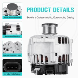 New Alternator for Nissan Altima Sentra 2.5L 2007-2012, Rogue 2.5L 2011-2013 (Only for 3-pin Plug), Rogue Select 2.5L 2014 2015, 23100JA02A, 23100JA02B, TG12C032SP, TG12S217, 23100JA02C, 40040102