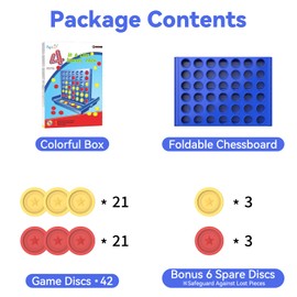 Pup Go 4 in a Row Game for Kids Ages 3+, Classic Family Board Game for Kids & Adults, Perfect Educational Toy for Boys Girls, Portable 2-Player Strategy Games for Travel, Foldable with 6 Spare Discs