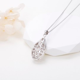 HOOHWE Celtic Knot Teardrop Necklace 925 Sterling Silver Good Luck Irish Vintage Celtics Knot Pendant Necklace Gifts for Women Girls Mother Daughter Girlfriend Wife Sisters