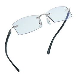 LifeArt Blue Light Blocking Glasses, Computer Reading Glasses, Anti Blue Rays, Reduce Eyestrain, Rimless Frame Tinted Lens with Diamond, Stylish for Men and Women (+1.00 Magnification)