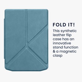 kwmobile Case Compatible with Pocketbook Verse/Verse Pro/Verse Color/Vivlio Light/Light HD Case - Faux Leather Case - eReader Protective Case - Cover Petrol