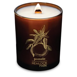 Hemlock Park Wood Wick Candle Handcrafted with Natural Coconut Wax and Essential Oils (Amber & Gold 7.2 oz, Pomelo Citrus)