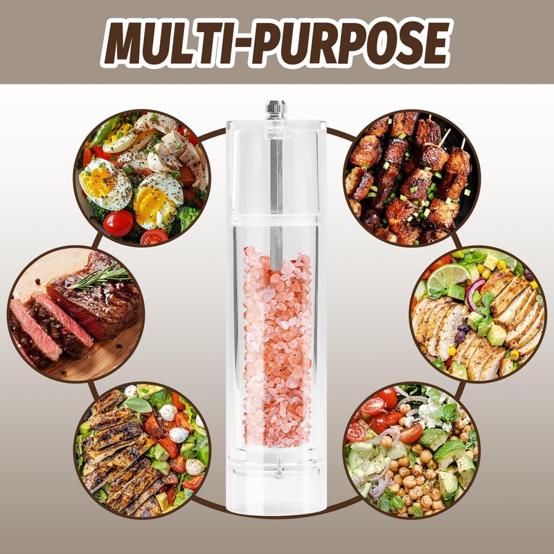 AGIgear Acrylic Pepper Pepper Mill,Adjustable Coarseness Manual Pepper Mill and