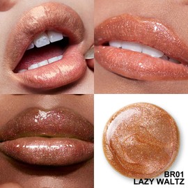 FOCALLURE High Shine Glitter Lip Gloss,Hydrates and Soothes Lips for a Gorgeous,Delivers a Non-sticky Glossy finish,Long-lasting Shine & Fuller-looking Lip Makeup,BR01 LAZY WALTZ