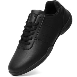 Mfreely Cheer Shoes Women Black Cheerleading Shoes Girls Varsity Cheer Shoes for Youth Athletic Dance Sneakers Flats Size 10