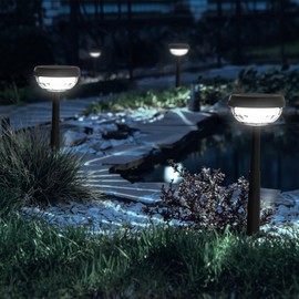 Ensenior 6-Pack Solar Lights Outdoor, Auto ON/Off 6500K LED Solar Garden Lights for Pathway, Yard, Patio, Walkway, Flower Bed, Waterproof, Energy-Efficient Landscape Lighting, Adjustable Height