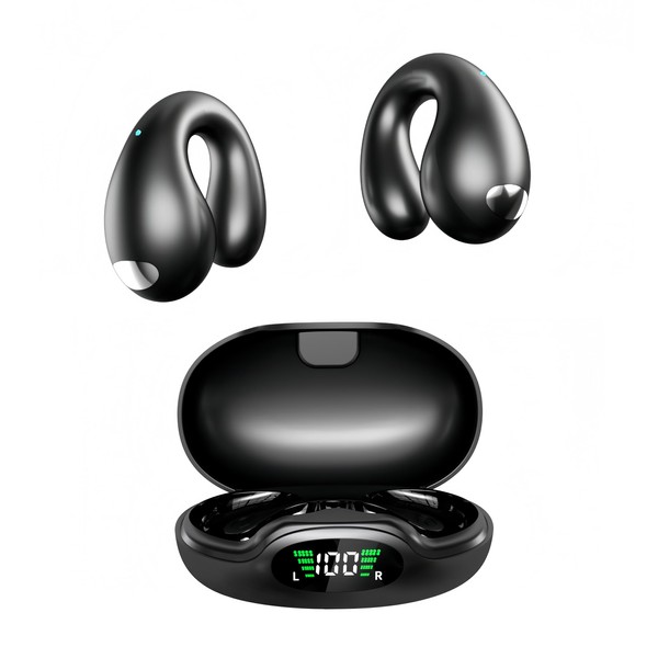 Clip-On Earbuds Bluetooth Wireless Earbuds,Lightweight Comfort Bone Conduction Headphones with