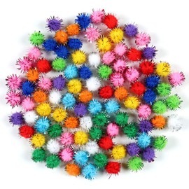 Kingsie 200 Pieces Glitter Colorful Pom Poms Glitter Felt Balls 1cm Clothes Bag Christmas Tree Decoration Decoration Craft Handmade Material