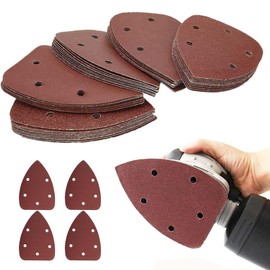 50Pcs Sanding Pads Sander Pads,Triangle Sanding Sheets,Sanding Discs Pads,40/80/120/180/240 Grits Assorted Sandpaper Pads for Sanding Polishing Random Orbital Sander