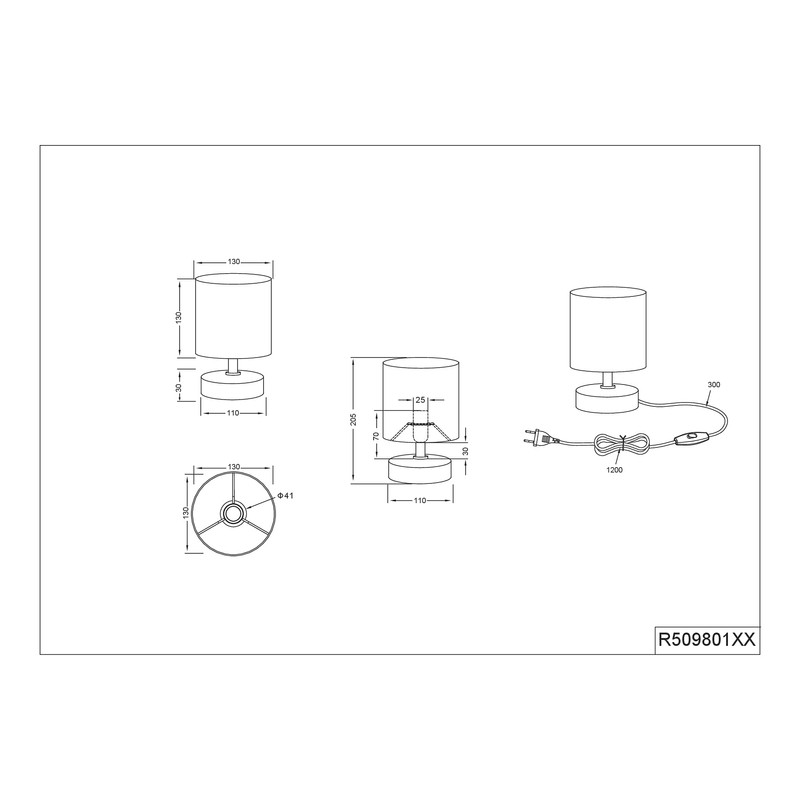 Reality Leuchten Marie R50980126 Table Lamp Ceramic Brown Fabric Shade