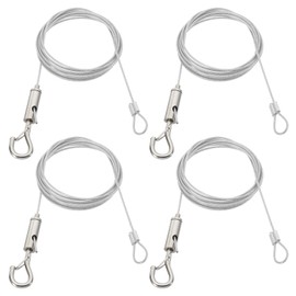 PATIKIL 8 Pcs Adjustable Picture Hanging Wire Kit, 2m/6.6ft Fit for 1.5mm Wire Heavy Duty PVC Coated Stainless Steel Wire Rope Hanger Hardware with Loop and Hooks for Hanging Mirrors