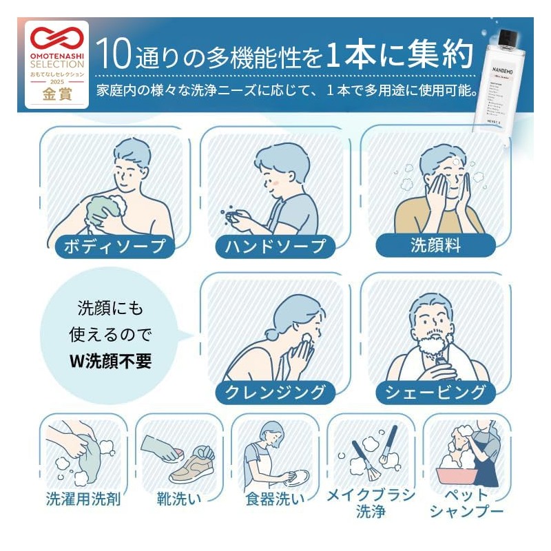 Nandemo Total Body Soap, 10-in-1, Body Soap, Face Wash, Additive-Free,