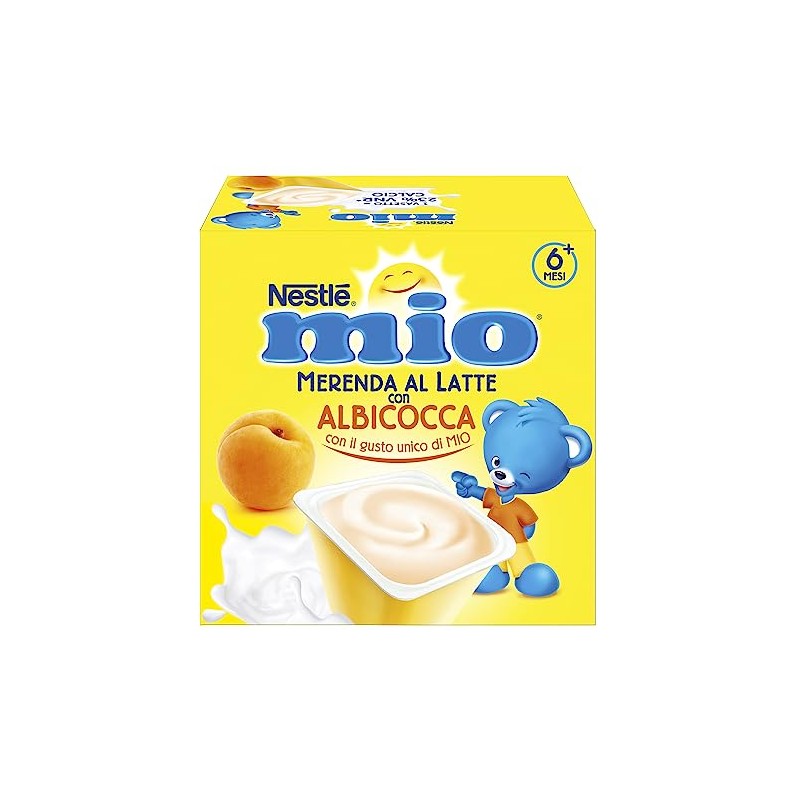 NESTLÉ MIO Merenda al Latte Albicocca, 4 Vasetti da 100g