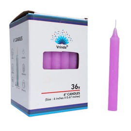 Vrinda® Pack of 36-6" Household Candles - Unscented Clean and Long Burning Wax Candles for Everyday Use – Suitable for Multiple Occasion (Purple)