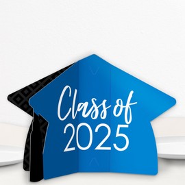 Big Dot of Happiness 8 Count Blue Graduation 3D Centerpiece Table Decorations, Freestanding Class of 2025 Grad Party Centerpieces