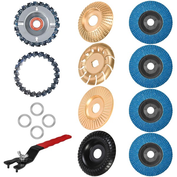 11PCS Wood Carving Disc for 4" or 4 1/2" Angle