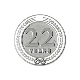 PinMart 22 Years of Service Award Employee Recognition Gift Lapel Pin - White 1 Piece – 1 Piece