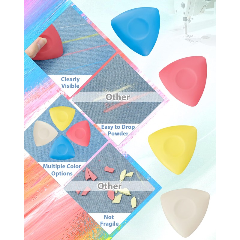 FIVEIZERO 4Pcs Tailors Chalk, Triangle Sewing Chalk for Fabric, Fabric