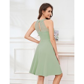 Bbonlinedress Halter Prom Dress for Women Cocktail Sage Green Summer Beach Wedding Bridesmaid Teens Dress Light Green L